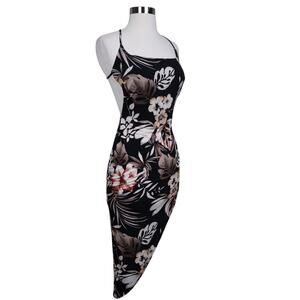 Windsor Womens Let Beauty‎ Bloom Floral Midi Dress Size Small Open Back Bodycon